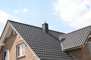 brick home tile roofing gray 